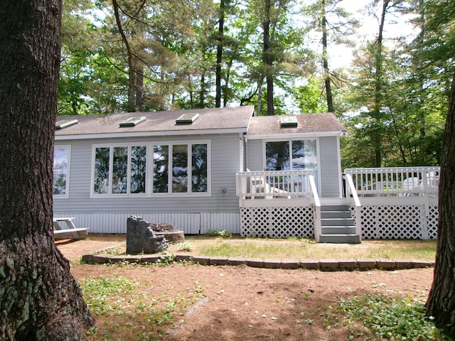 24 Paradise Dr, Monmouth, ME 04259 - rear view of property featuring a deck and roof with shingles