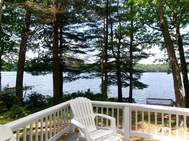 24 Paradise Dr, Monmouth, ME 04259 - wooden deck featuring a water view
