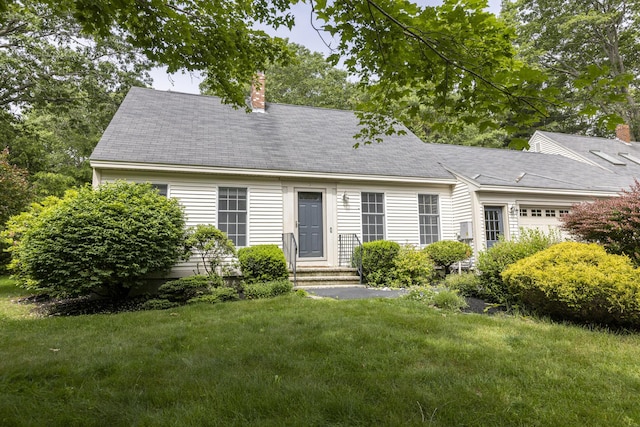 3 Cape Woods Dr Unit 3, Cape Elizabeth, ME 04107 - cape cod-style house with a garage, a chimney, a front lawn, and a shingled roof