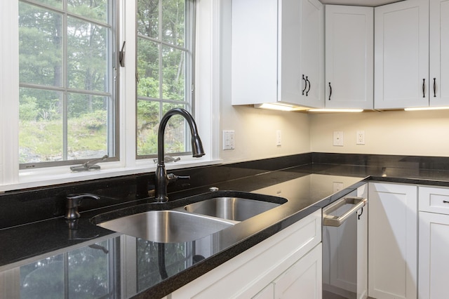 3 Cape Woods Dr Unit 3, Cape Elizabeth, ME 04107 - kitchen featuring white cabinets, dark stone countertops, and dishwasher