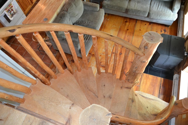 87 Perch Pt, Shapleigh, ME 04076 - stairs featuring hardwood / wood-style floors