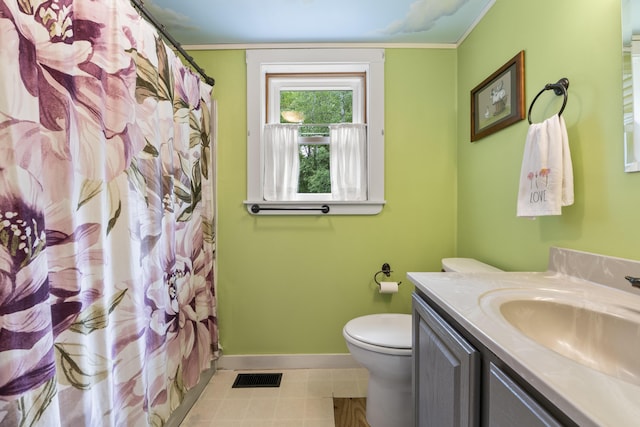 1548 Main St, Readfield, ME 04355 - full bath featuring vanity, ornamental molding, and a shower with curtain