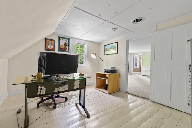 1548 Main St, Readfield, ME 04355 - home office with light wood-type flooring and vaulted ceiling