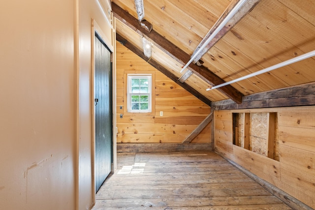 1548 Main St, Readfield, ME 04355 - additional living space featuring wooden walls, hardwood / wood-style flooring, and wooden ceiling