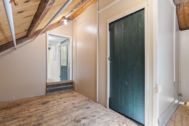 1548 Main St, Readfield, ME 04355 - hall with beamed ceiling and wood finished floors