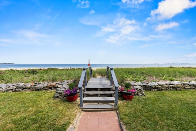 1 Saunders Ave Unit 12, Old Orchard Beach, ME 04064 - view of property's community with view of water and beach and a lawn