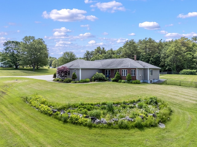 96 Frost Hill Ave, Lisbon, ME 04252 - ranch-style house featuring driveway and a chimney