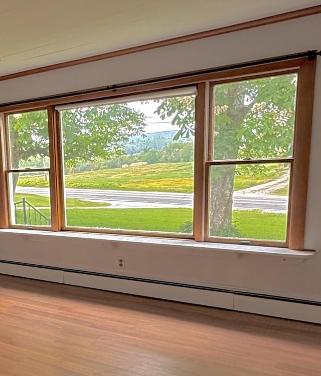 1190 Indian River Rd, Addison, ME 04606 - detailed view of wood finished floors and baseboard heating