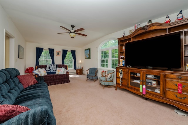 119 Somersworth Rd, North Berwick, ME 03906 - carpeted living area featuring a ceiling fan