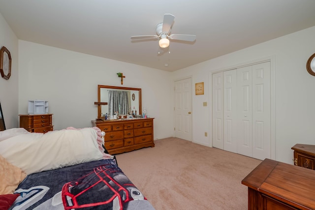 119 Somersworth Rd, North Berwick, ME 03906 - bedroom with light carpet, a ceiling fan, and a closet