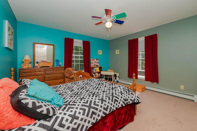 119 Somersworth Rd, North Berwick, ME 03906 - bedroom featuring carpet flooring, baseboard heating, and a ceiling fan