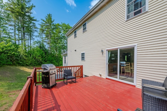 119 Somersworth Rd, North Berwick, ME 03906 - wooden deck with a grill and a lawn