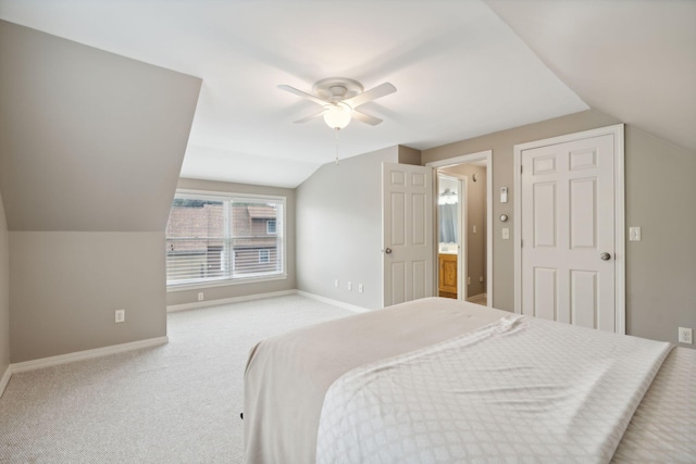 11 Concord Pl Unit 21, Auburn, ME 04210 - carpeted bedroom featuring lofted ceiling and ceiling fan