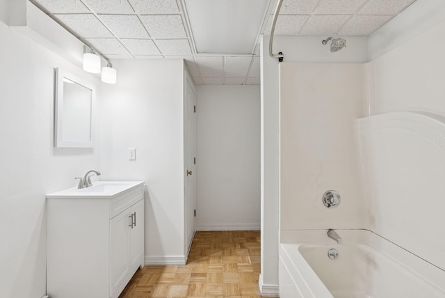 3 Tidewater Cv, Falmouth, ME 04105 - full bath with a drop ceiling, vanity, and shower / bathtub combination