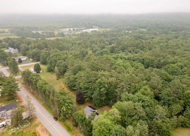 919 College St, Lewiston, ME 04240 - aerial view of property and surrounding area featuring a heavily wooded area and property parcel outlined