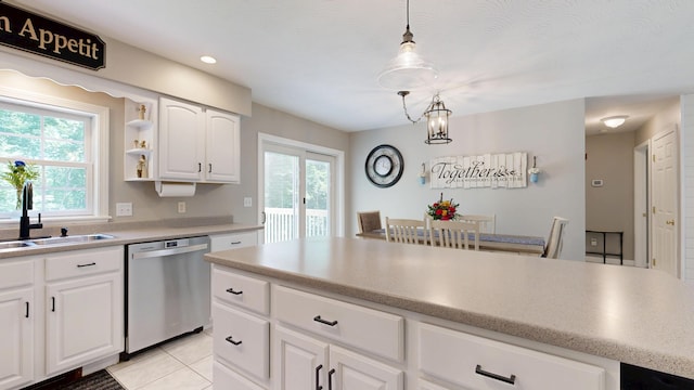 31 Pond Ridge Dr, Lewiston, ME 04240 - kitchen with dishwasher, decorative light fixtures, white cabinets, and recessed lighting