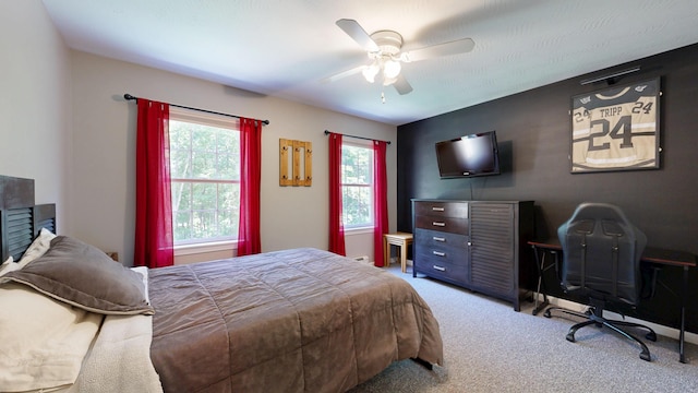 31 Pond Ridge Dr, Lewiston, ME 04240 - bedroom featuring carpet floors, a ceiling fan, and a desk