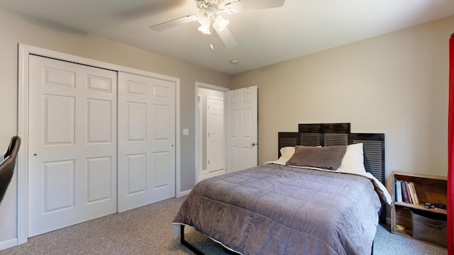 31 Pond Ridge Dr, Lewiston, ME 04240 - bedroom with carpet floors, a ceiling fan, and a closet