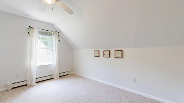 31 Pond Ridge Dr, Lewiston, ME 04240 - additional living space with vaulted ceiling, light colored carpet, and ceiling fan