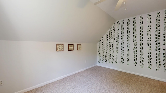 31 Pond Ridge Dr, Lewiston, ME 04240 - additional living space featuring carpet flooring, lofted ceiling, and ceiling fan
