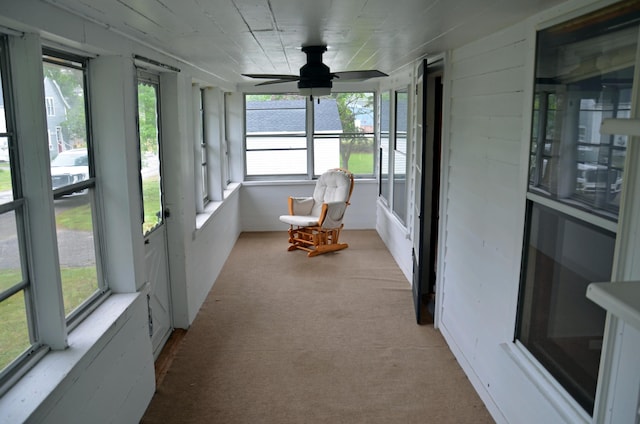 10 Stevens St, Norway, ME 04268 - sunroom with carpet floors and a ceiling fan