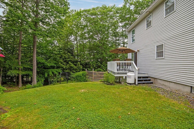 19 Fox Run Rd, Gray, ME 04039 - view of yard featuring a wooden deck and view of scattered trees