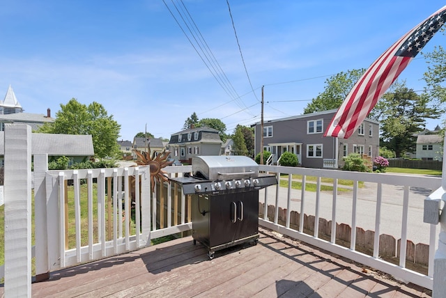 93 Chapel St, South Portland, ME 04106 - deck with area for grilling and a residential view