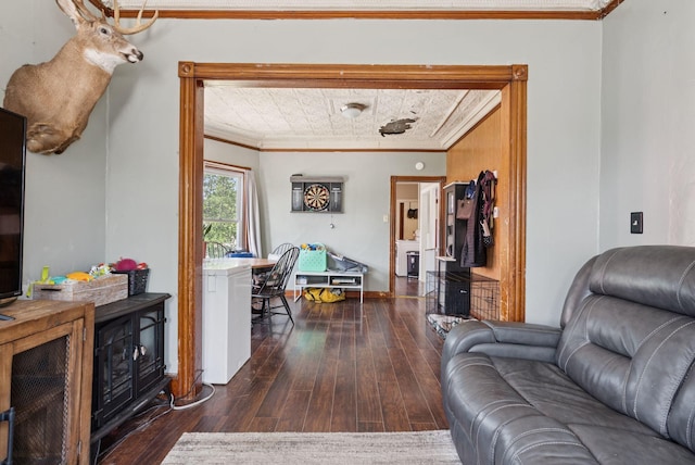 93 Chapel St, South Portland, ME 04106 - living room featuring hardwood / wood-style floors and crown molding