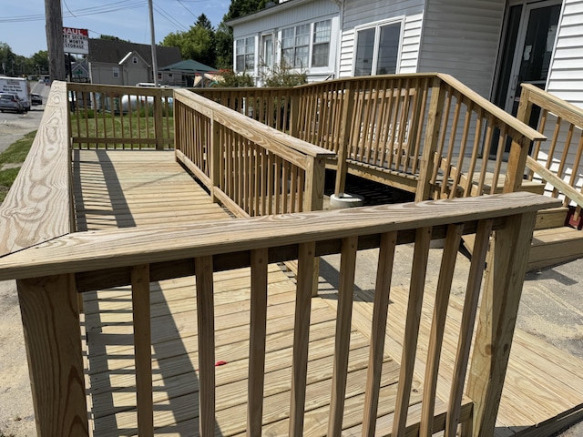 40 Elm St, Waterville, ME 04901 - wooden deck with stairway