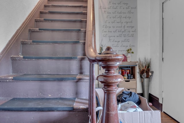 120 Holland St, Lewiston, ME 04240 - staircase with wood finished floors