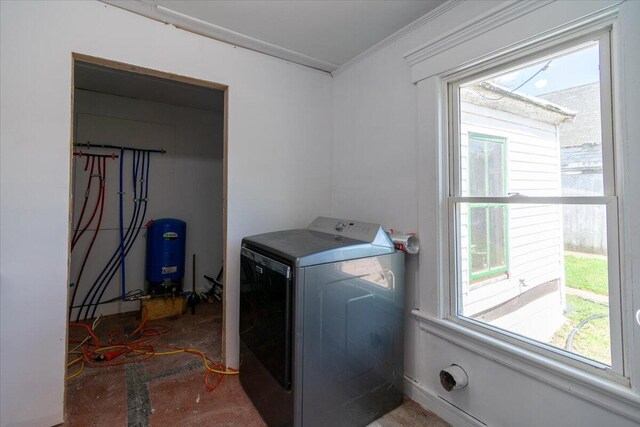 3 Salt Pond Rd, Friendship, ME 04547 - laundry area with washer / dryer and ornamental molding