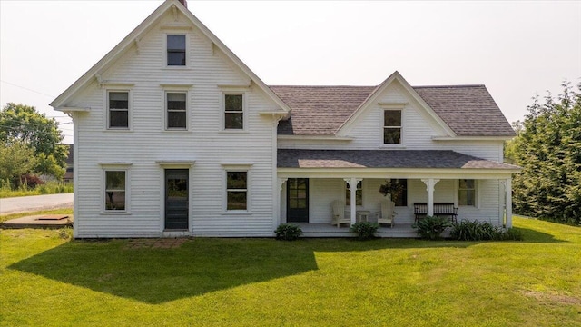 3 Salt Pond Rd, Friendship, ME 04547 - view of front of house featuring covered porch, a shingled roof, and a front yard