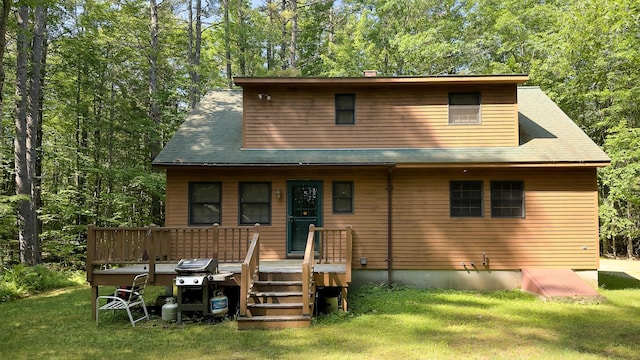 105 Highland Pines Rd, Bridgton, ME 04009 - rear view of property featuring a yard and a deck