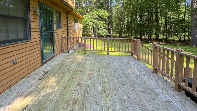 105 Highland Pines Rd, Bridgton, ME 04009 - wooden deck with a yard