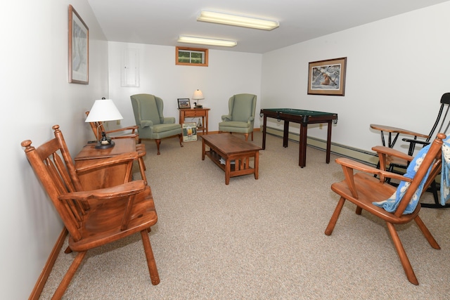 105 Highland Pines Rd, Bridgton, ME 04009 - sitting room featuring a baseboard radiator and carpet