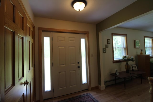 429 Moosehead Trail Highway, Waldo, ME 04915 - foyer with light wood-type flooring and baseboards
