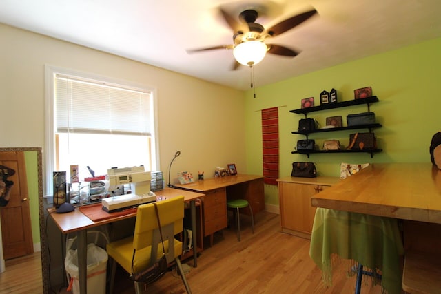 429 Moosehead Trail Highway, Waldo, ME 04915 - home office with light wood-type flooring and ceiling fan