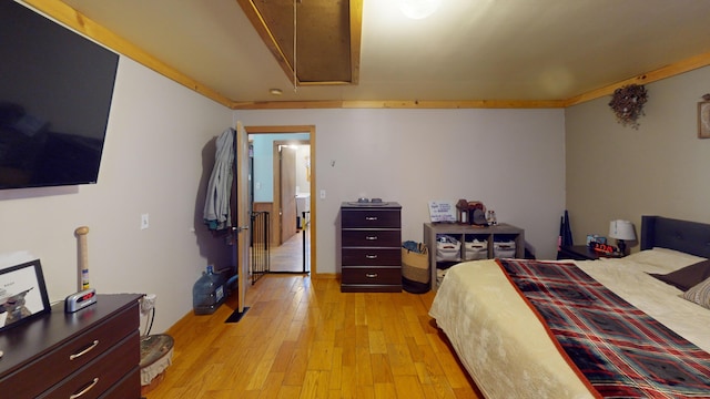 37 Mill St, Enfield, ME 04493 - bedroom featuring attic access and light wood finished floors