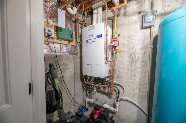3 Pondview Dr, Lewiston, ME 04240 - utility room featuring water heater
