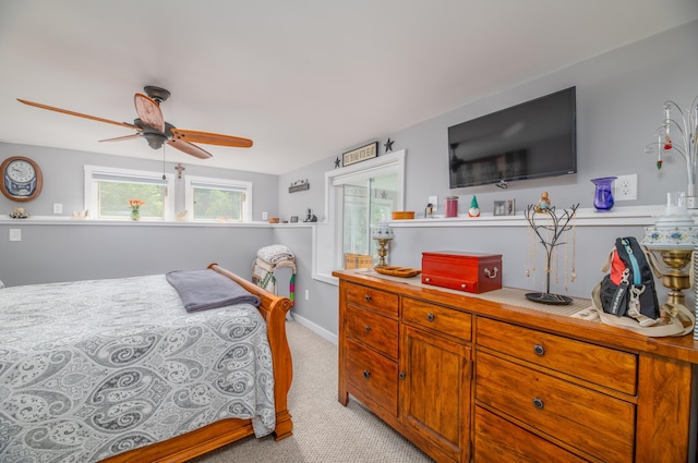 3 Pondview Dr, Lewiston, ME 04240 - bedroom featuring light colored carpet and ceiling fan