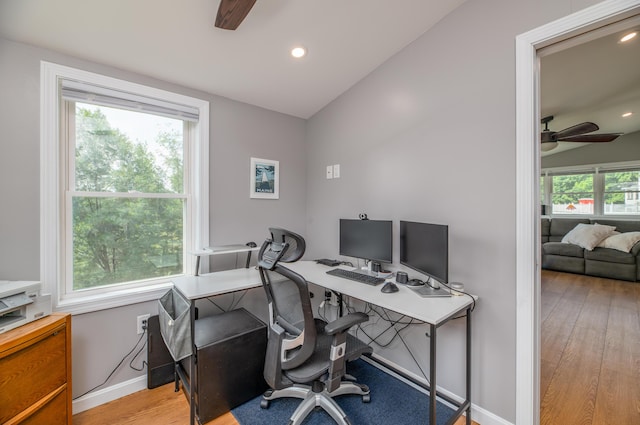 3 Pondview Dr, Lewiston, ME 04240 - office featuring ceiling fan, light wood-type flooring, and recessed lighting