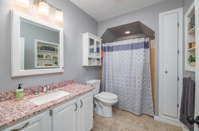 3 Pondview Dr, Lewiston, ME 04240 - bathroom featuring vanity, tile patterned flooring, and a shower with curtain