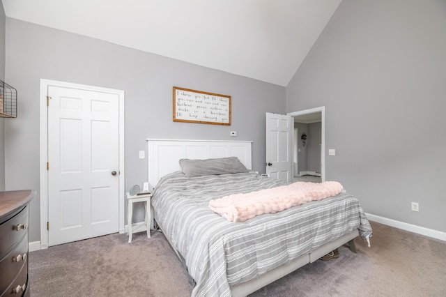 3 Pondview Dr, Lewiston, ME 04240 - bedroom featuring light colored carpet and high vaulted ceiling