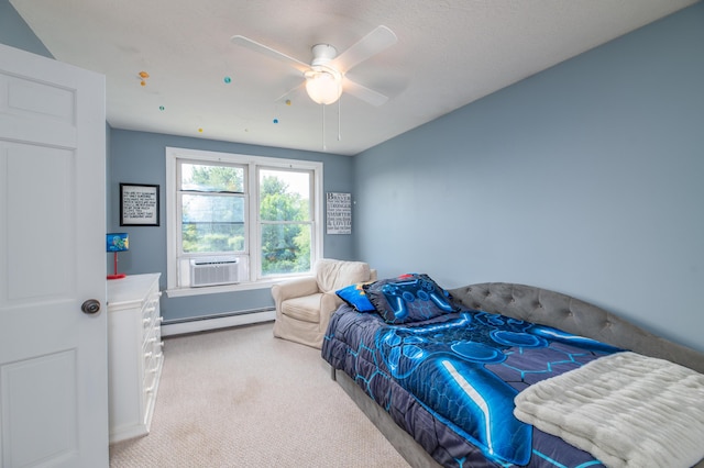 3 Pondview Dr, Lewiston, ME 04240 - carpeted bedroom with a baseboard heating unit, cooling unit, and a ceiling fan