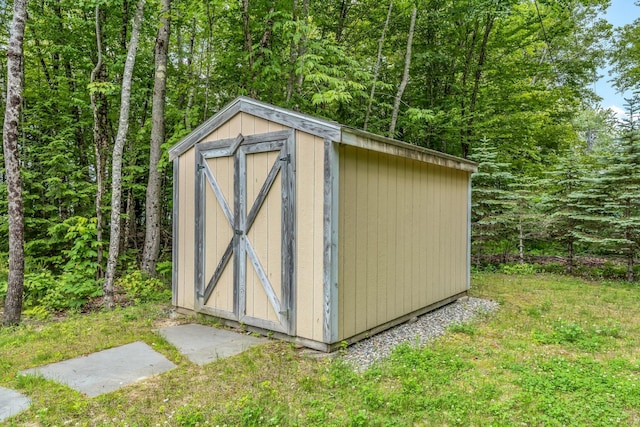 37 Parkhill Point Rd, Belgrade, ME 04917 - view of shed featuring a view of trees