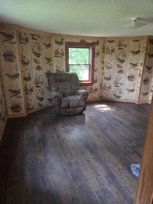 192 Old Bangor Rd, Newport, ME 04953 - living area featuring dark wood-type flooring and a textured ceiling