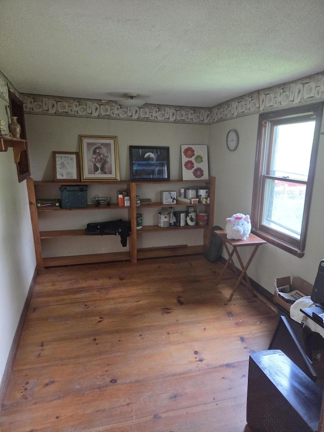 192 Old Bangor Rd, Newport, ME 04953 - office area with wood finished floors and a textured ceiling