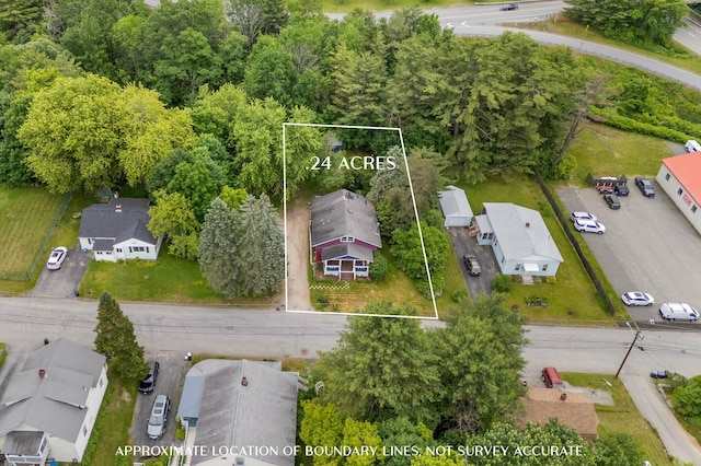 25 Foch St, Lewiston, ME 04240 - aerial perspective of suburban area featuring property boundaries highlighted