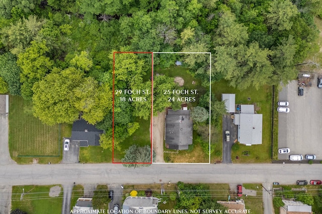 25 Foch St, Lewiston, ME 04240 - aerial overview of property's location featuring property parcel outlined