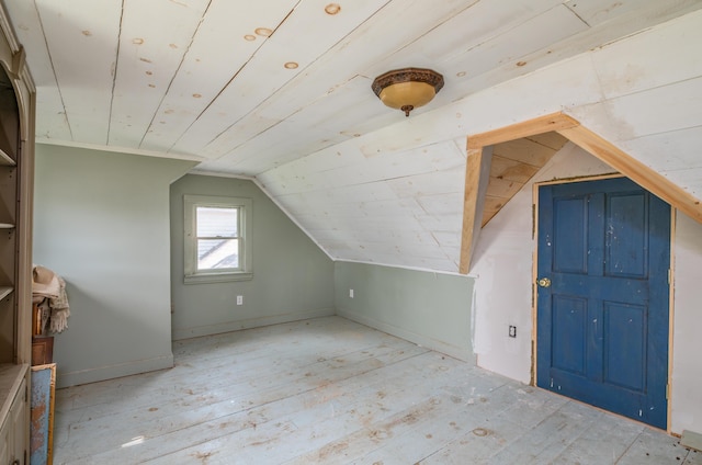1785 Alna Rd, Alna, ME 04535 - additional living space with lofted ceiling, hardwood / wood-style flooring, and wooden ceiling